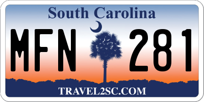 SC license plate MFN281