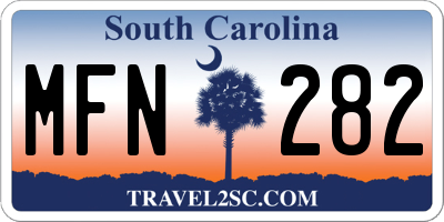 SC license plate MFN282