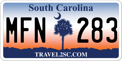 SC license plate MFN283