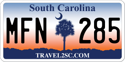 SC license plate MFN285