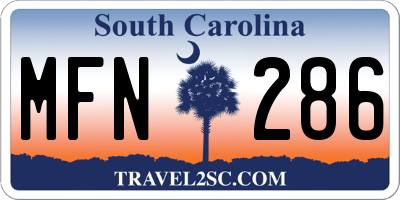 SC license plate MFN286