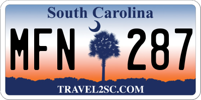 SC license plate MFN287