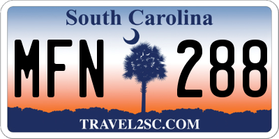 SC license plate MFN288