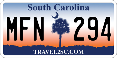SC license plate MFN294