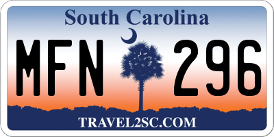 SC license plate MFN296