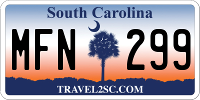 SC license plate MFN299