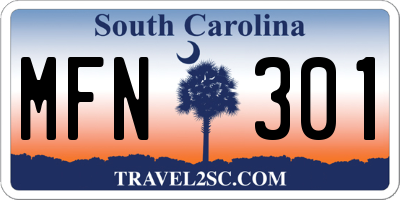 SC license plate MFN301