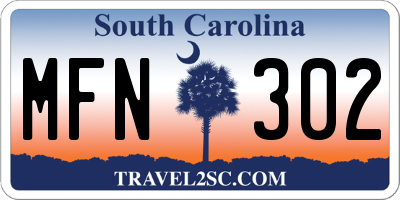 SC license plate MFN302