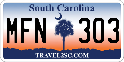 SC license plate MFN303