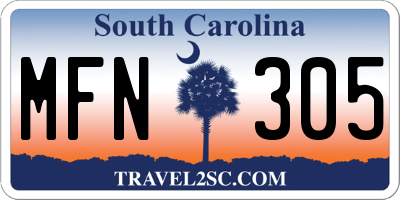 SC license plate MFN305
