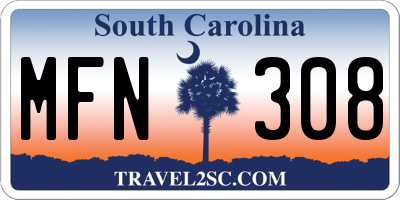 SC license plate MFN308