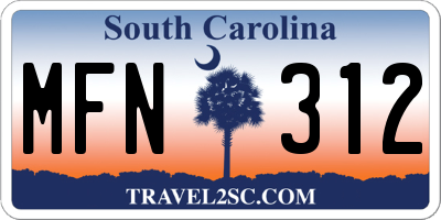 SC license plate MFN312