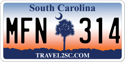 SC license plate MFN314