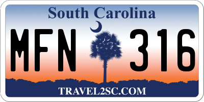 SC license plate MFN316