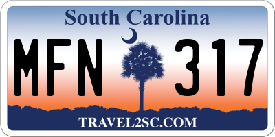SC license plate MFN317