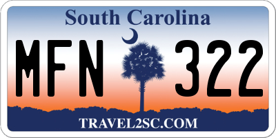 SC license plate MFN322