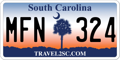 SC license plate MFN324