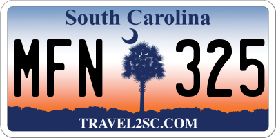 SC license plate MFN325