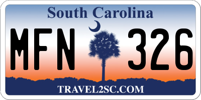 SC license plate MFN326