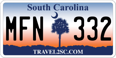 SC license plate MFN332
