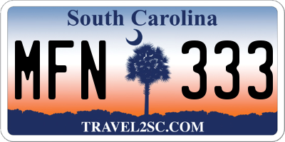 SC license plate MFN333