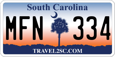 SC license plate MFN334