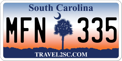 SC license plate MFN335