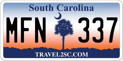 SC license plate MFN337
