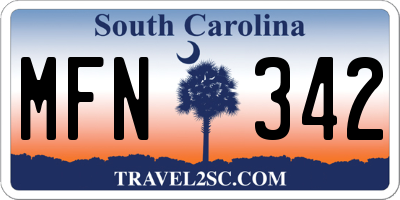 SC license plate MFN342