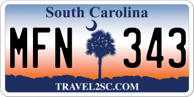 SC license plate MFN343