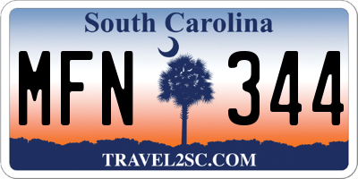 SC license plate MFN344