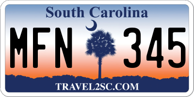 SC license plate MFN345