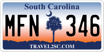 SC license plate MFN346