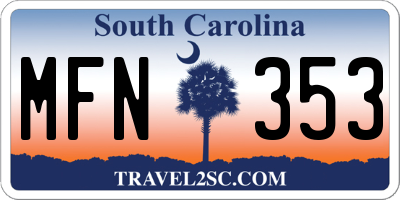 SC license plate MFN353