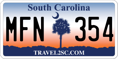 SC license plate MFN354