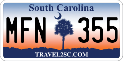 SC license plate MFN355