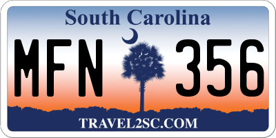 SC license plate MFN356