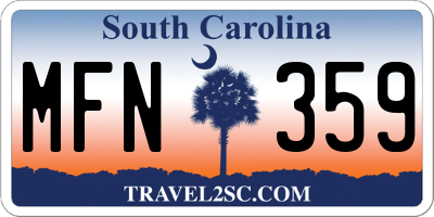 SC license plate MFN359