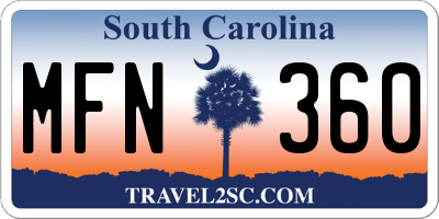 SC license plate MFN360