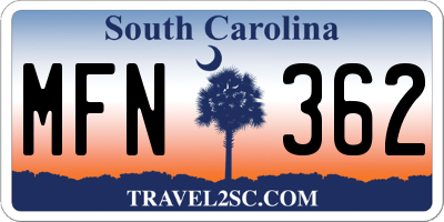 SC license plate MFN362
