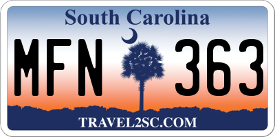 SC license plate MFN363