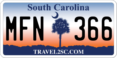 SC license plate MFN366
