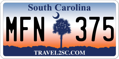 SC license plate MFN375