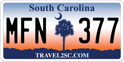 SC license plate MFN377