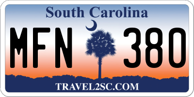 SC license plate MFN380