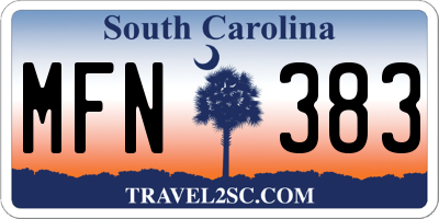 SC license plate MFN383