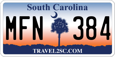 SC license plate MFN384