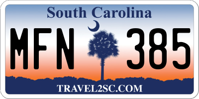 SC license plate MFN385