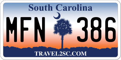 SC license plate MFN386