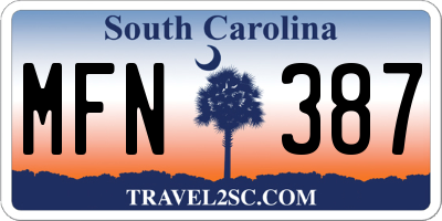 SC license plate MFN387